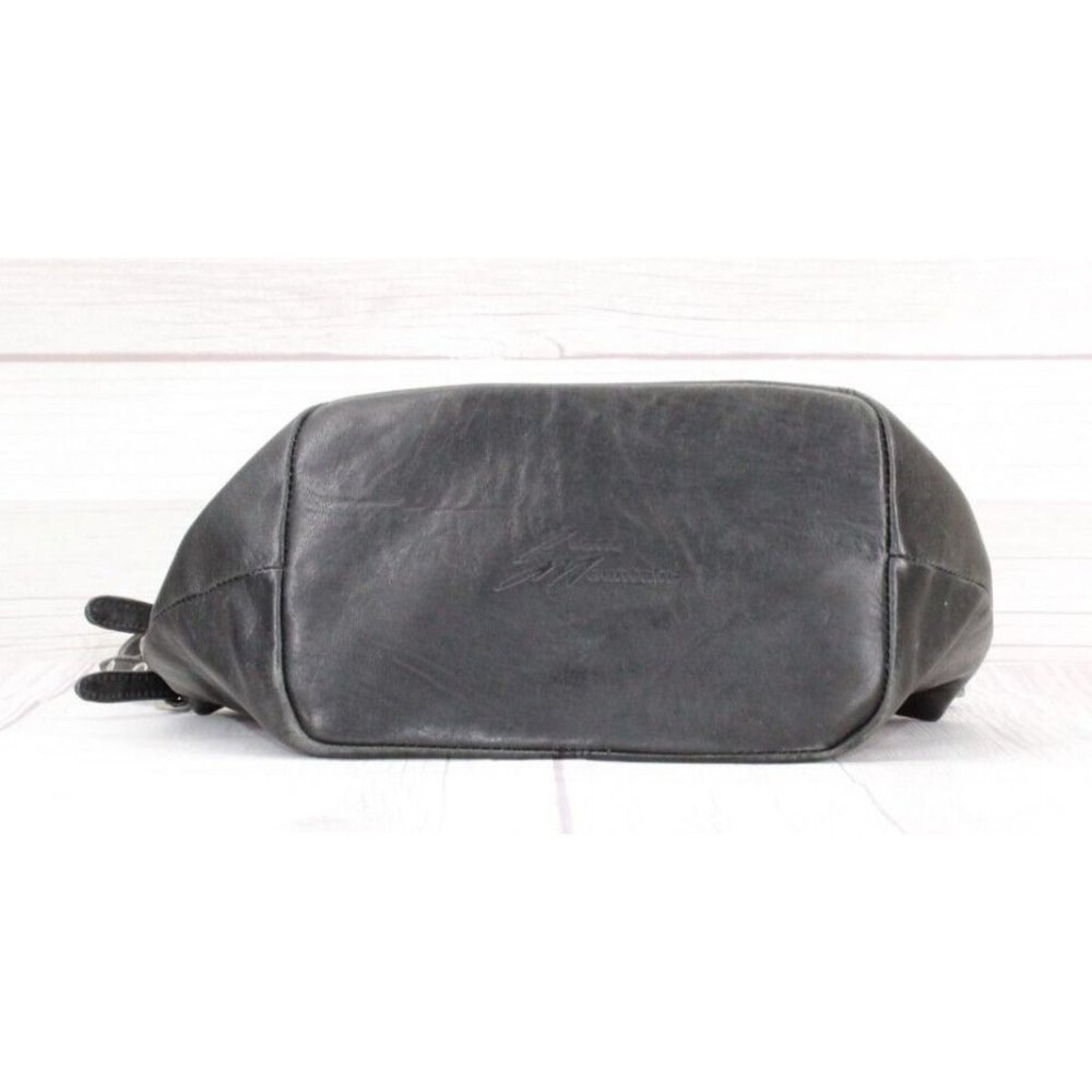 Stone Mountain Black Leather Zip Top Purse Shoulder Bag Handbag - Picture 5 of 8